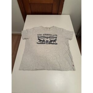 LEVI's T - Shirt Men's Adult XXL Short Sleeve Grey Levi Strauss Black Logo Tee